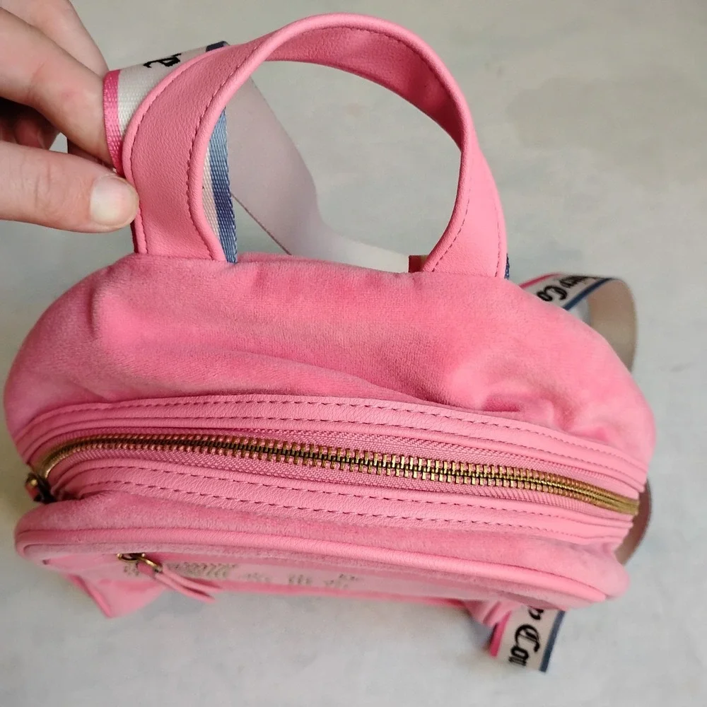 Juicy Couture Bag Velour Rhinestone Bling Mini‎ Backpack Travel Pink